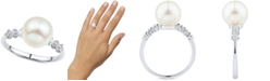Macy's Cultured Freshwater Pearl (9mm) & Diamond (1/6 ct. t.w.) Ring in 14k White Gold